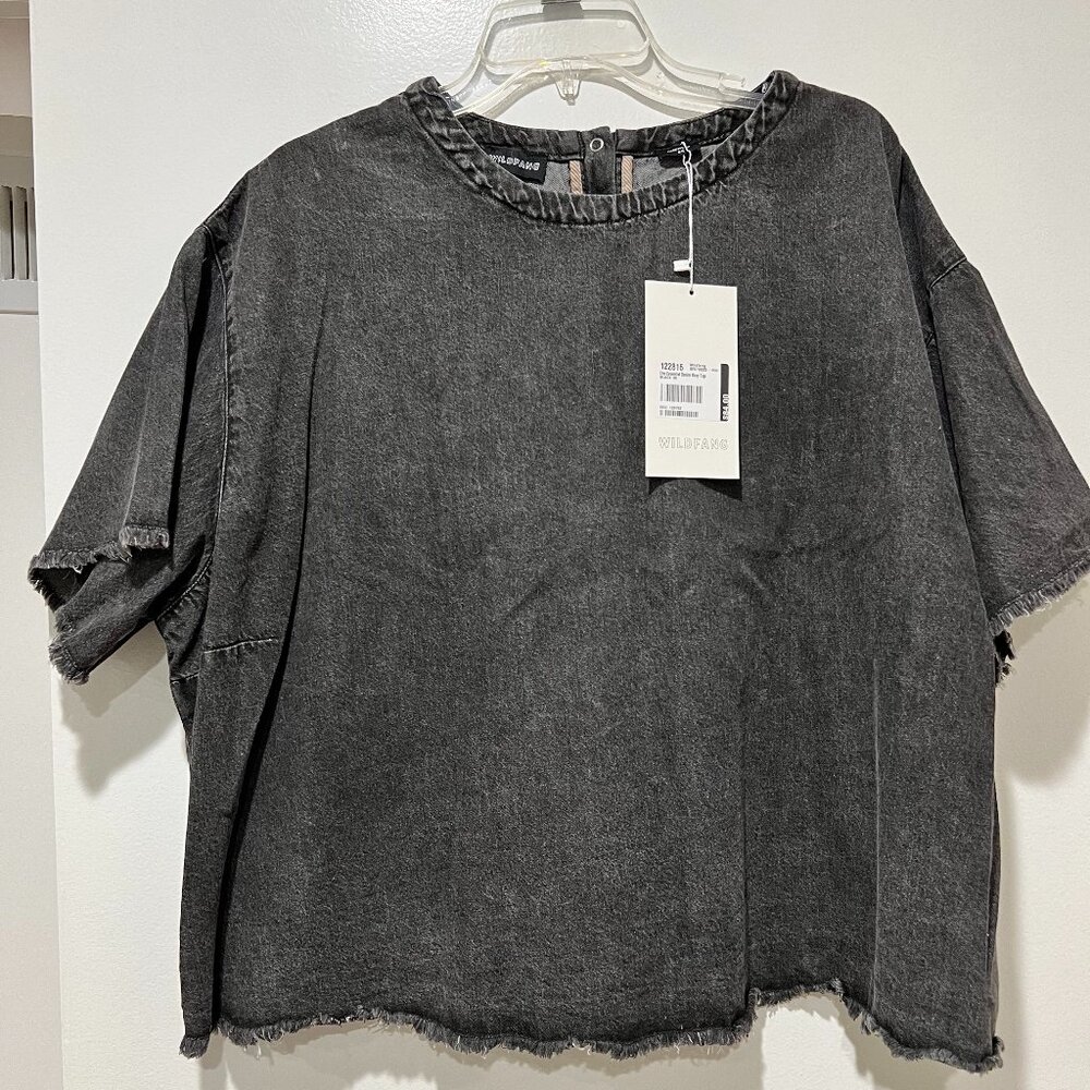 WildFang - The Essential Denim Boxy Top - Black - 3X - NWT